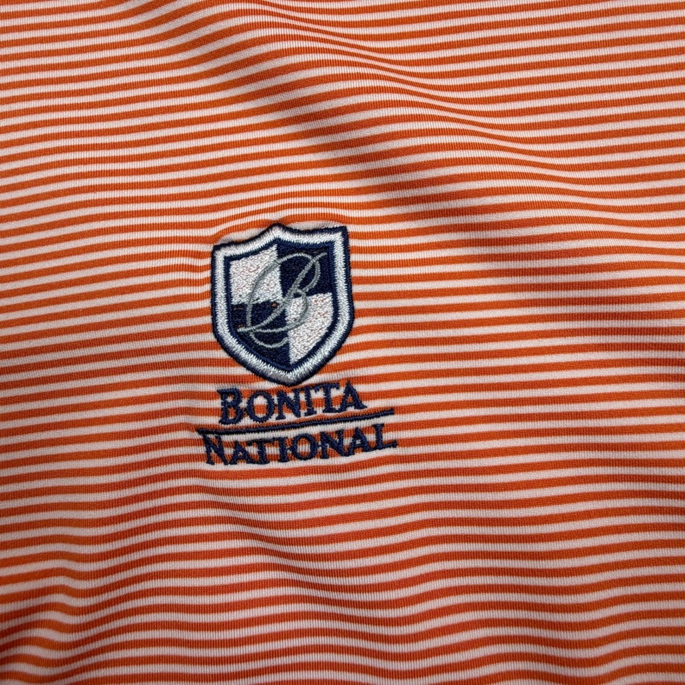 Turtleson Mens XL Orange White Stripe Golf Polo Shirt Bonita National - Picture 3 of 8